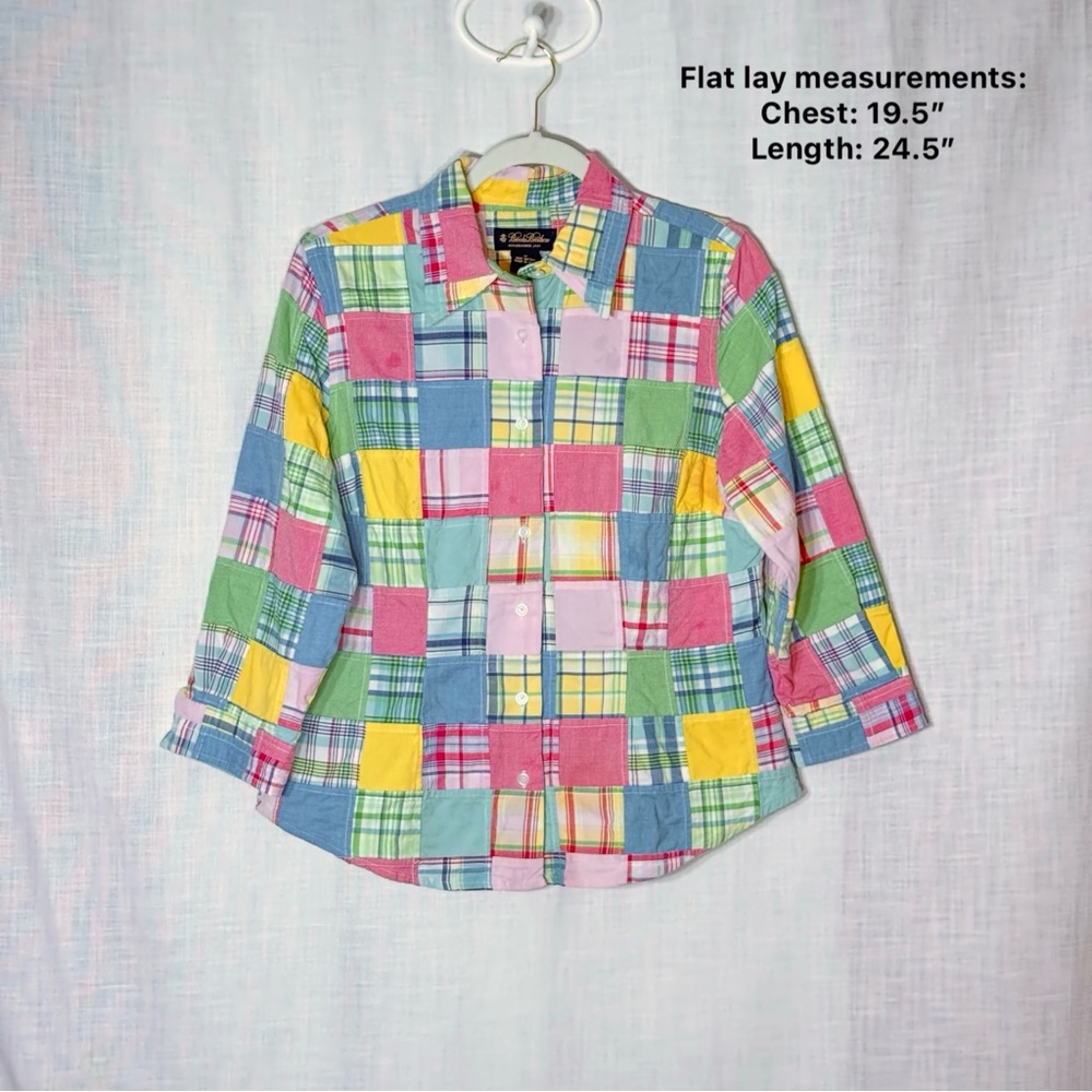 Brooks Brothers Patchwork Madras Button‎ Down Shi… - image 1